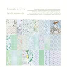 50 Sheets/Book Craft Paper Material, White Seasonal Floral Series DIY Decoration Scrapbooking Paper, Butterfly Package Paper Decoration Background Paper, Children Gift