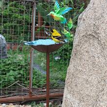 1 pieza Bebedero de pájaros con base de metal gruesa y alta capacidad - Estación de alimentación de pájaros colorida para decoración de jardín y patio, adecuado para decoración con estaca, alimentación y abrevadero de pájaros, hermoso regalo - Multicolor - Ver 6