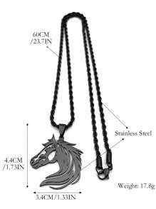 Colgante estético de caballo de acero inoxidable en color dorado/plateado, joyería de moda para mujeres y hombres, collar