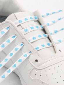 2双120厘米长彩色心形鞋带（黄色、红色、紫色、绿色、浅蓝色）男女帆布鞋 - 白底黃色愛心 - 查看 4