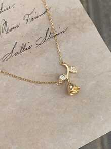 GAGAFEEL 1 pièce Collier rose en argent sterling S925 serti de zirconium, de conception de niche, de luxe, de haute qualité et élégant. Idéal pour un port quotidien des femmes, cadeau d'anniversaire pour la petite amie.
