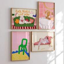 1 pièce Cadeau Moderne Peinture sur canevas Affiche Impression Abstrait Lignes Colorées Vie Canapé Fauteuil Poissons Crocodiles pour Décoration Murale Salon Maison, Cadre en option