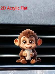 1pc 2D Cute Hedgehog & Sunflower/Cute Monkey Car Air Vent Clip, Fragrant Air Freshener, Beautiful Interior Decoration, Fashionable Car Accessory