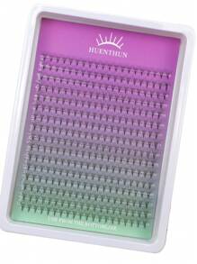 Extensões de Cílios Individuais Pré-Montadas Huenthun, Formato Leque, D Curl, 4D 5D 6D 7D 8D 10D 12D 14D 16D 20D, Haste Pontuda, Falso Mink