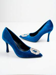 Heeled Pumps with Embellished Detail - 藍色 - 查看 6