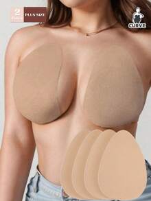 2pcs/4pcs Plus Size Invisible Push Up Bra Silicone Water Drop Nipple Covers Adhesive Bra For Large Chest Women, Nude/Brown/Coffee/Black, Fit B-E Cup - Multicolor - View 21