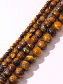 1pc 4/6/8/10mm Natural Tiger Eye Round Beads, Suitable Gift For Parents, DIY Material