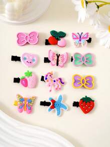 50 pièces de pinces à cheveux en argile souple colorée en forme de nœud papillon, clips de canard mignon et accessoires décoratifs pour cheveux en forme de fraise, convient pour un usage quotidien