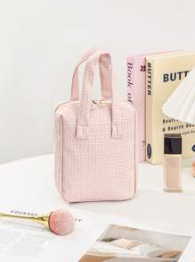 1 peça bolsa de higiene pessoal à prova d'água com vários compartimentos, bolsa para armazenamento de cosméticos, bolsa de higiene feminina casual com zíper, bolsa de maquiagem de grande capacidade, bolsa de cosméticos portátil para viagem com alça, bolsa organizadora moderna para cosméticos e cuidados com a pele, pincéis de maquiagem, esmaltes, presentes para amigos, irmãs, familiares e professores para o novo semestre, Dia dos Namorados, aniversário
