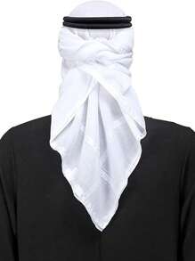 2 pièces Châle rétro arabe pour hommes, foulards nationaux du Moyen-Orient Dubaï + bandeau anti-dérapant de 57 cm, tour de tête en polyester couleur unie, toutes saisons