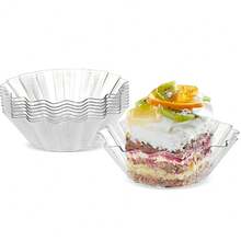 50 Pcs Mini Clear Plastic Appetizer Plates, Party Supplies Dessert Plates Ice Cream Dessert Bowls Tasting Bowls Dishes Serving Plates Dip Sauce Snacks Plates Mall Serving Cup - Flower Type - View 7