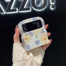 波浪摺疊花卉圖案手機殼，適用於 Galaxy Z Flip6/Z Flip5/Z Flip4/Z Flip3 折疊手機保護殼 - 彩色 - 查看 8
