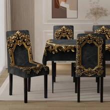 1/4/5/6/7 piezas Juego de 5/7 piezas, Juego de Mantel y Fundas de Silla, (1 Mantel + 4 Fundas de Silla o 1 Mantel + 6 Fundas de Silla) Fundas de Silla con Estampado Retro Moderno y Creativo, Adecuado para Decoración Diaria de Interior, Hogar, Restaurante, Hotel. Mantel Apto para Mesas Cuadradas, Fundas de Silla Elásticas Lavables