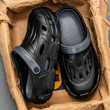 Ciabatte da uomo con fori, sandali estivi slip-on con design a punta chiusa, uso bidirezionale, antiscivolo, scarpe da spiaggia e sport acquatici da esterno