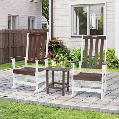 Aoodor Outdoor Rocking Chair, Ergonomic HDPE Rockers With All-Weather Design For Patio Or Porch