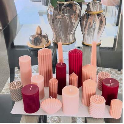 1支齿轮形圆柱蜡烛 - 直径5厘米，高度5-20厘米 - 手工制作的大号波纹大豆蜡香氛蜡烛，适用于家居装饰、婚礼、卧室、生日、情人节、母亲节、感恩节、餐桌氛围、节日以及送给朋友和女性的礼物（白色、粉色、红色、黑色、浅蓝色、咖啡色）