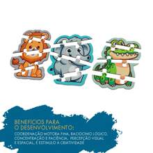 Brinquedo Bebê Conjunto 3 Quebra-Cabeças Animais Didático Jogo Infantil em Mdf 15mm