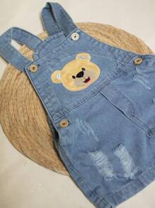 Jardineira Macacão Short Jeans Moda Infantil Menino Baby