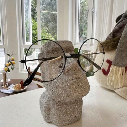 1 件创意石像眼镜架、装饰性眼镜架、办公室装饰、礼物、办公桌眼镜展示架