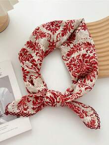 1 件女士柔软透气印花方巾/发带/三角巾，采用不褪色碎花图案，适合日常佩戴和搭配连衣裙。 - 彩色 - 查看 4