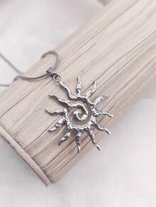 1pc 14K Gold Sun Snake Bone Chain Necklace Pendant, Fashionable Jewelry, Unique Small Collarbones Chain Design - Yellow Gold - View 7