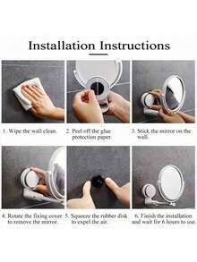 1 Pieza Espejo de baño montado en la pared, sin perforación, espejo de baño plegable y retráctil, espejo de maquillaje montado en la pared sin perforación, accesorios de baño, espejo de maquillaje de doble cara montado en la pared, decoración del hogar, espejo montado en la pared con ventosa para baño, material de espejo de PVC