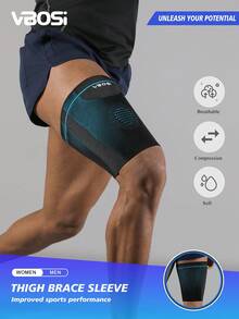 VBOSI 1 件 3D 针织压缩大腿套 - 透气运动支撑，适合跑步、健身和日常使用，适合男女健身配件