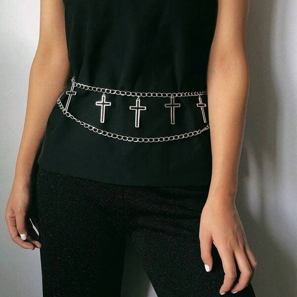 1pc Cross Waist Belt, Versatile Stylish Punk Chic Fashion Accessory