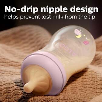 1个330毫升/260毫升/250毫升/150毫升PP材质婴儿奶瓶，弧形防摔易握设计，清晰刻度科学喂养，柔软硅胶奶嘴，可拆卸，适合新生儿礼物、圣诞礼物