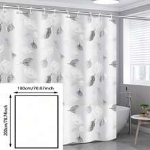 1 件黑白叶子浴帘，防水、防霉、浴帘、温暖窗帘，带金属索环和防锈挂钩，家居浴室装饰秋季装饰浴室配件返校