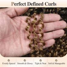 卷曲钩针发 GoGo 卷曲钩针发 女士深波浪编织发，合成波西米亚钩针辫子水波钩针接发 (1B/30) - 咖啡棕 - 查看 2