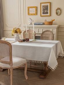 1 szt. Wysokiej precyzji haftowany obrus z frędzlami, wzór jesiennej pszenicy, pokrowiec przeciwkurzowy na biurka, pianina, obrus dekoracyjny do domu, odpowiedni do restauracji, kawiarni, kolacji, imprez, świąt, Święta Dziękczynienia, Bożego Narodzenia