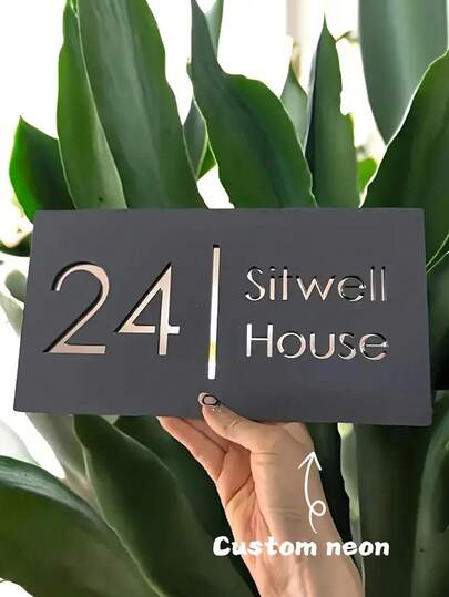 Custom Acrylic House Number Sign - Wall Mounted Outdoor Street Name Plate, No Battery Required, Suitable For Home & Business Address, Visible Stylish House Number, Personalized Outdoor Property Identification