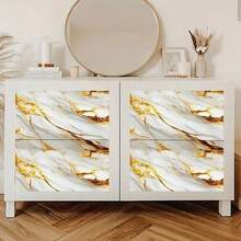 1 Roll Marble Pattern Self-Adhesive Wallpaper - Luxury Gold Foil Wallpaper, Waterproof, Oil-Resistant, Heat-Resistant, Easy To Apply And Remove, Suitable For Kitchen Cabinets, Countertops, Bathroom Vanity Renovations And Decoration - Multicolor - View 4