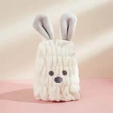 1 gorro de pelo seco para niños con Orejas de conejo de dibujos animados de fibra ultrafina, combinación perfecta de absorción de agua suave y baño - Rosa - Ver 8