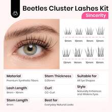 Beetles Lash Clusters Natural Manga Wispy 9-16mm Eyelash Extensions 168pcs Individual Lashes 3D CC Curl Eyelash Clusters DIY At Home With Tweezers Candy CMC002