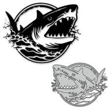 1 pièce de matrice de coupe en métal gris en forme de requin, modèle de sculpture sur papier pour la confection de cartes, le scrapbooking, les albums DIY et l'artisanat décoratif de découpe de métal