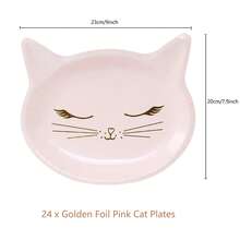24Pcs Pack Pink Cat Shaped Paper Plates Disposable Tableware Set For Cat Themed Birthday - Pink Cat Plate - View 8