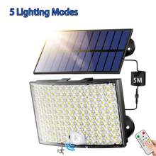 1/2pcs Solar Lights, [268LED/5 Modes/] 16.4ft Extension Cable Super Bright Motion Sensor, With The Latest 3 Bright Always-On Light Modes From Dusk To Dawn, Remote Control, IP65 Waterproof, LED Solar Lights Suitable For Garden Patio Courtyard Garage Corridor