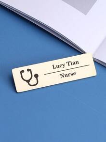 1pc Custom Engraved Name Badge Pin,Stainless Steel Name Tag Square Shape Badge For Managers And Professionals, Minimalist Design Business ID - Multicolor - View 12