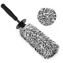 Car Wheel Cleaning Brush, Microfiber Flat Wheel Rim Cleaner Brush With Extra Removable Cover, Car Cleaning Brush For Wheels Tire Fenders Engine Exhaust Tips