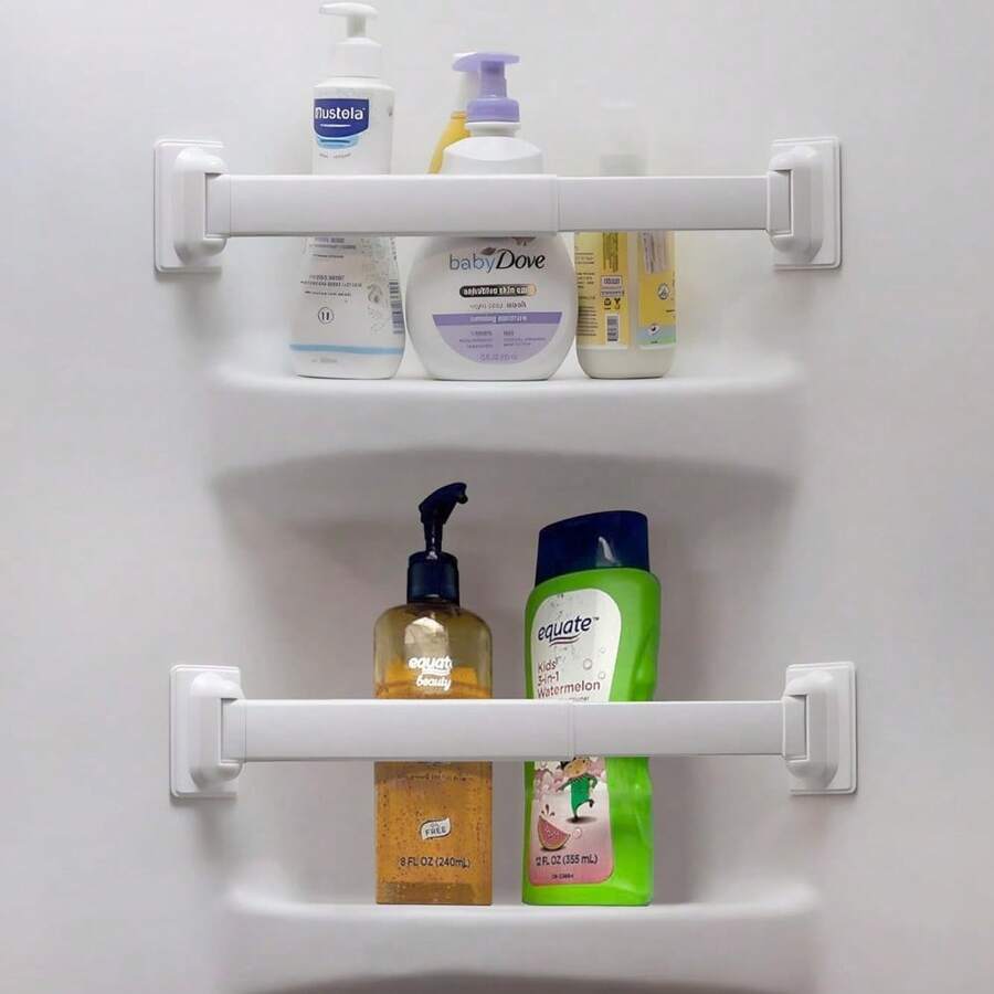 Adjustable RV Shower Corner Storage Bar- Durable Aluminum RV Corner Caddy For Shower Organization- Perfect For Travel Trailer, Camper Inside Storage And Organization- 2 Packs - 2 Gói - Xem 1