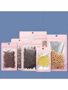 50/100/200 件可重复密封铝箔袋，耐用自封包装袋，防水防臭聚酯薄膜袋，适用于食品储存袋、糖果零食、口红、珠子、珠宝、工艺品、美甲和假睫毛的零售包装和展示、派对礼品袋、圣诞节 - 彩色 - 查看 9