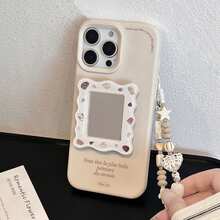 1 件 GUCADI 极简奶油白纯棕色英式+法式玻璃镜架+海星贝壳珍珠串法式全包裹软壳 适用于苹果 16/15/14/13/12/11 系列，时尚配挂绳 - 白 - 查看 5