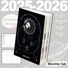 1pc 2025-2026 Planner A5 Notebook,204 Sheets 408 Pages English Planner 80 GSM Weekly Monthly Plan Planning Schedule Self-Discipline Diary Available For Students And Adults Back To School Season