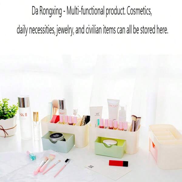 1pc Desktop Cosmetic Storage Box With Drawer, Multifunctional Jewelry Box Organizer For Home Use