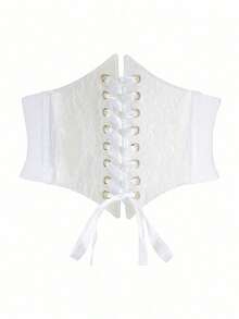 1 件女士白色蕾丝束腰，性感宫廷风格，适合万圣节派对或日常通勤装