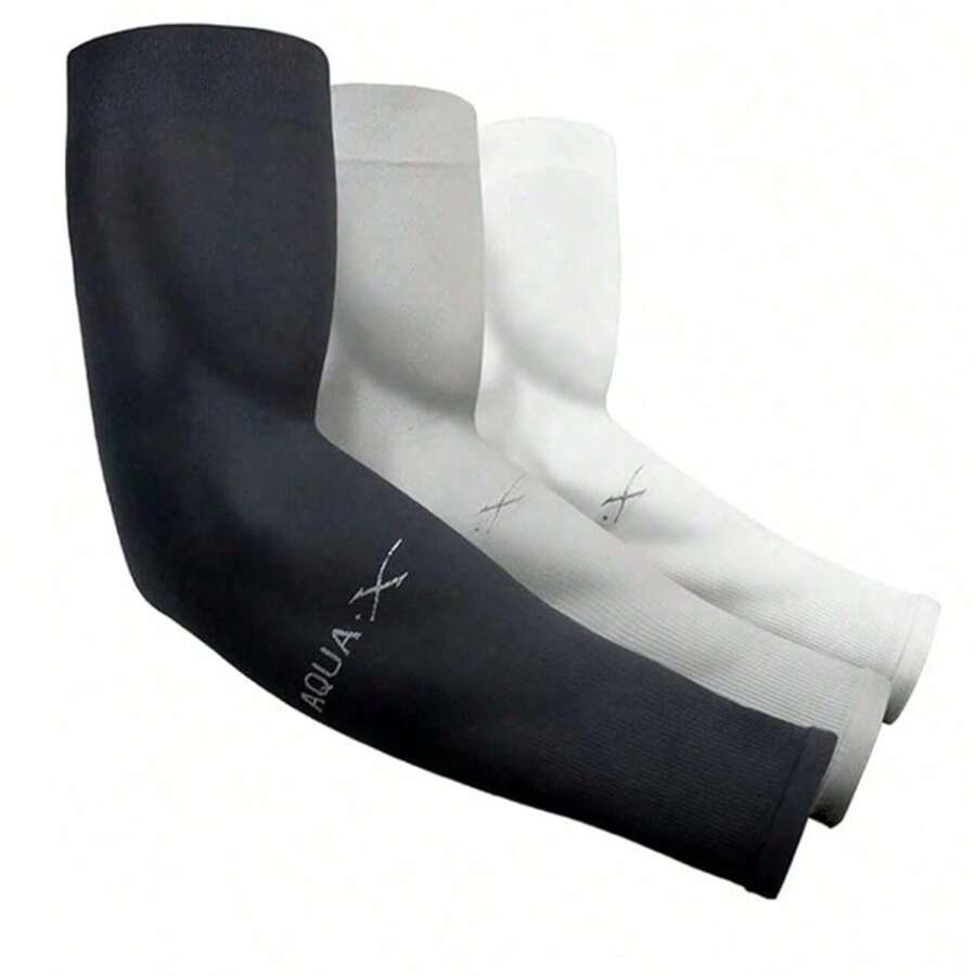 1 Pair Unisex Quick-Dry Ice Fiber Cooling Arm Sleeves - Elastic Fitted Design For Cycling, Running And Outdoor Sports, Multi-Functional Moisture-Wicking Fabric