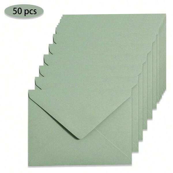 50 stuks saliegroene enveloppen - A7 enveloppen, wenskaartenveloppen - 5,24 x 7,24 inch voor 5 x 7 uitnodigingskaarten voor bruiloften, wenskaarten en verjaardagsfeestuitnodigingen