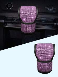 1 件通用 PU 皮革换档旋钮盖，仿水晶钻石装饰，优雅汽车内饰换档防尘盖，时尚汽车配件